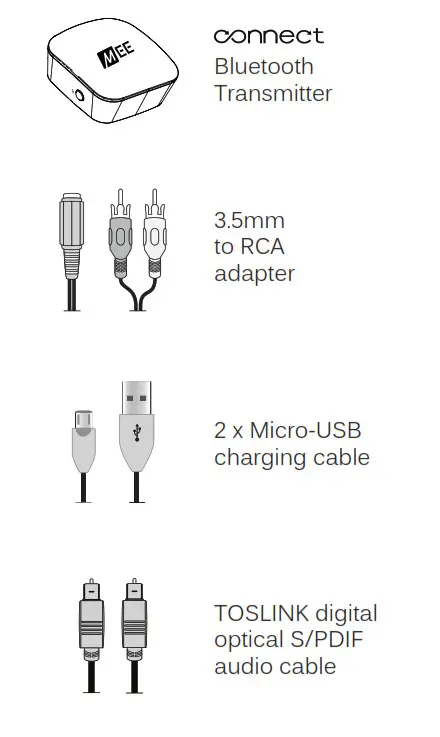 MEE audio Connect T1H1 Bluetooth Wireless Headphone - PACKAGE CONTENTS