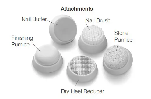 Homedics PED-200 Rechargeable Pedicure Tool - Attachments