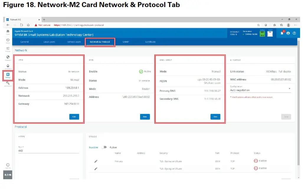 PredictPulse Setup for an Eaton Gigabit Network Network-M2- Figure 17