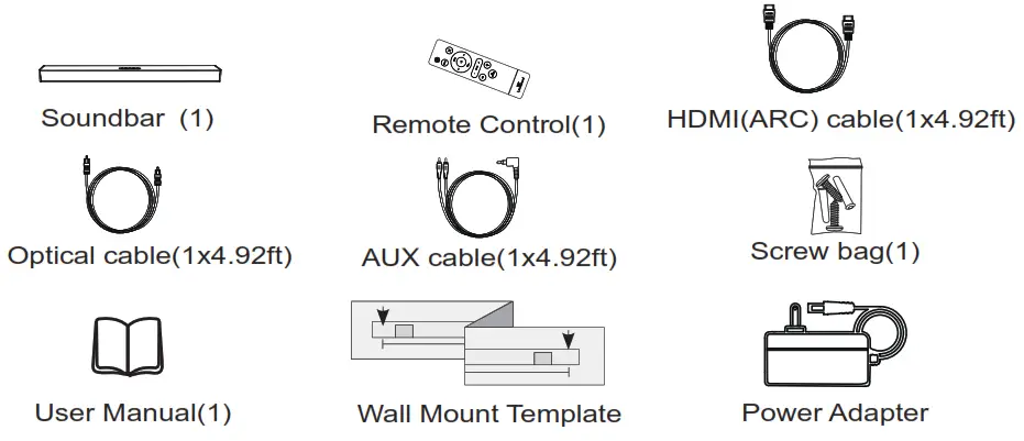 LARKSOUNd L200 2Ch Soundbar System - PACKAGE CONTENTS