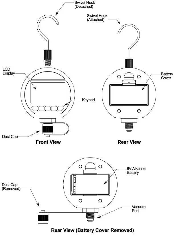 ACCUTOOLS A10702 BluVac Pro Wireless Digital Vacuum Gauge - Parts Diagram