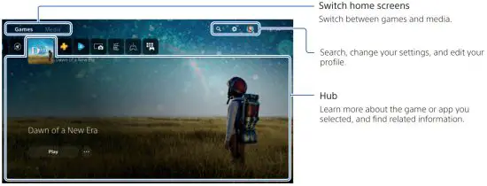 SONY CFI 1116B PS5 PlayStation 5 Digital Edition - Home screen