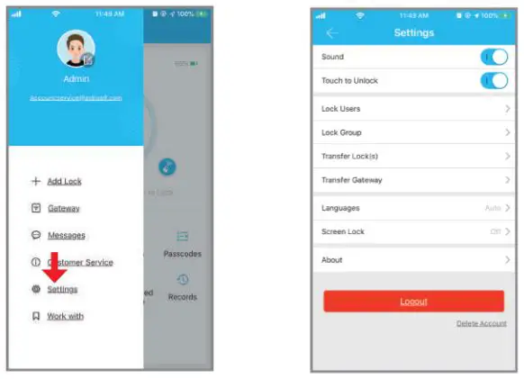 ARDWOLF Bluetooth Door Lock - APP Setting