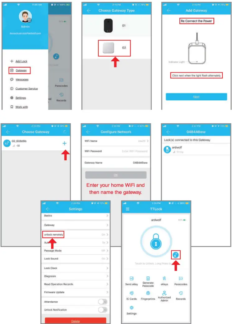 ARDWOLF Bluetooth Door Lock - Gateway Connection