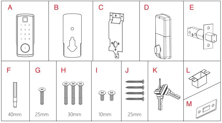 ARDWOLF Bluetooth Door Lock - Packing List