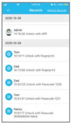 ARDWOLF Bluetooth Door Lock - Records