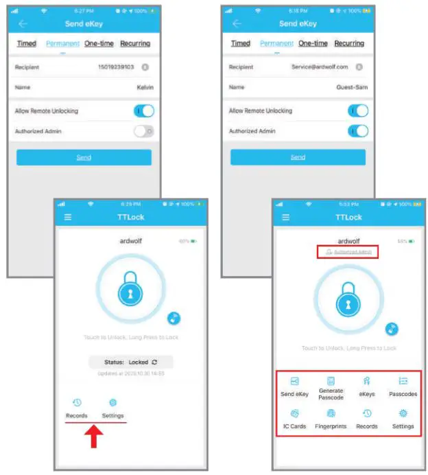 ARDWOLF Bluetooth Door Lock - Send eKey