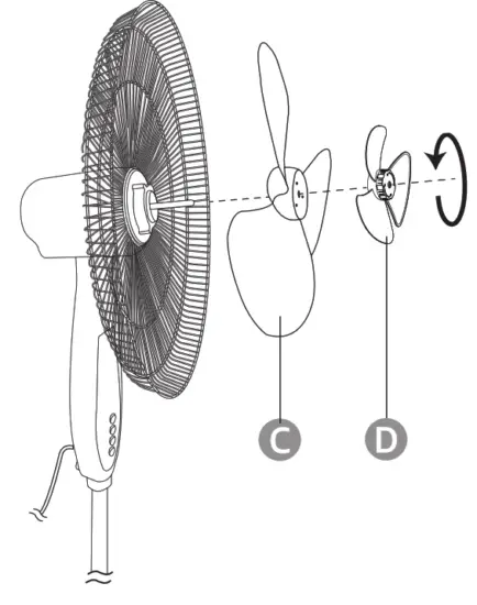 Amazon Basics Adjustable Oscillating Standing Pedestal Fan - blade