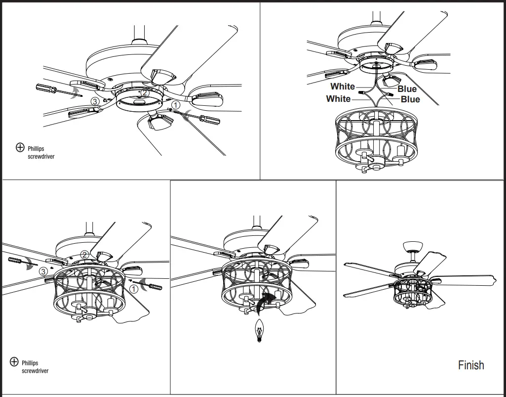 Parrot Uncle BBWY2021006 52 in Matte Black Indoor Ceiling Fan with Remote - fig9