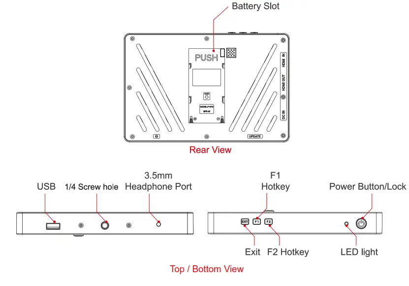 Desview R72 7 Inch 3D LUT Field Monitor - Dimensions1