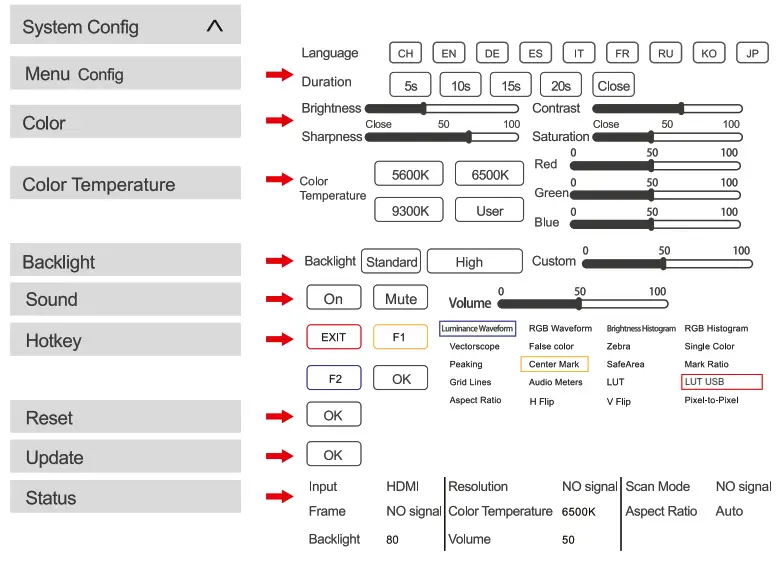Desview R72 7 Inch 3D LUT Field Monitor - MENU3