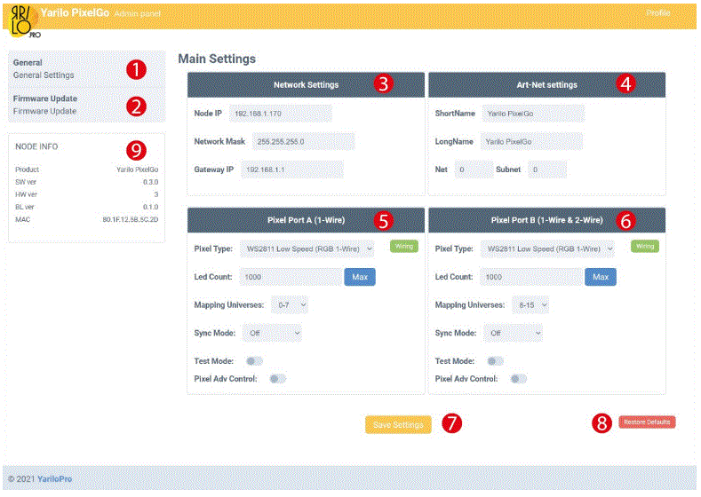 YARILO PRO Yarilo PixelGO Controller Led Pixel Strip 8