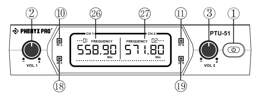 PHENYX PRO PTU 51 Eight Channels Wireless Microphone System- Channels Wireless Microphone