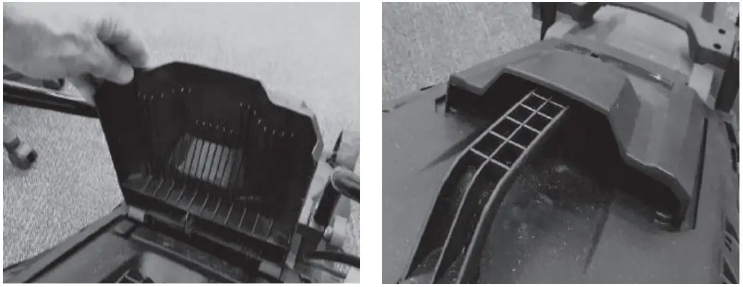 MAKO SROM1269 1400W Electric Lawn Mower Instruction Manual - Unfold the fabric catcher and fit to the rear of the mower after lifting the rear cover