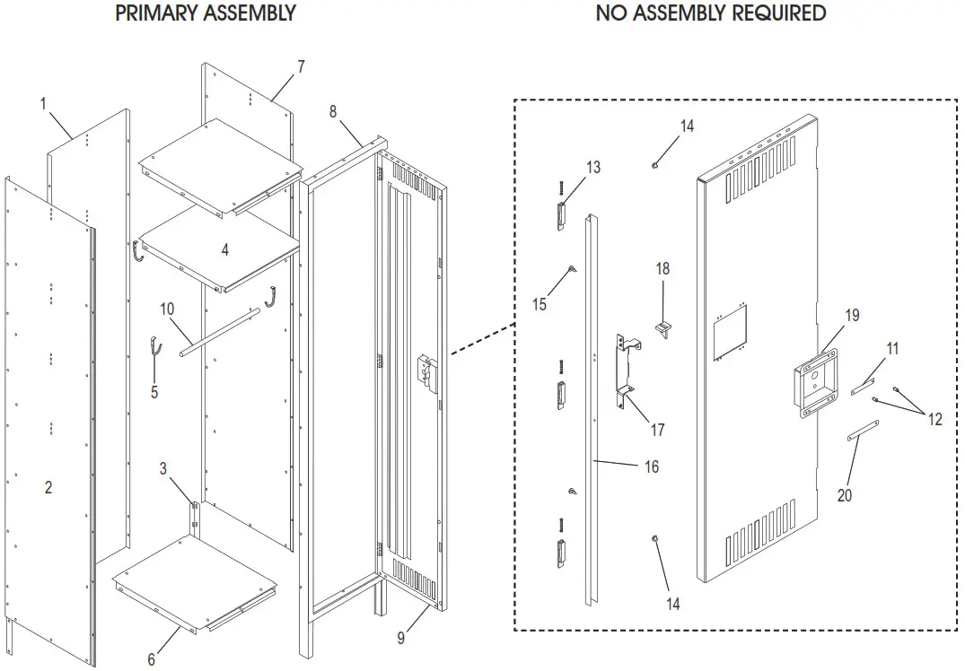 ULINE Single Tier Locker Three Wide - PARTS