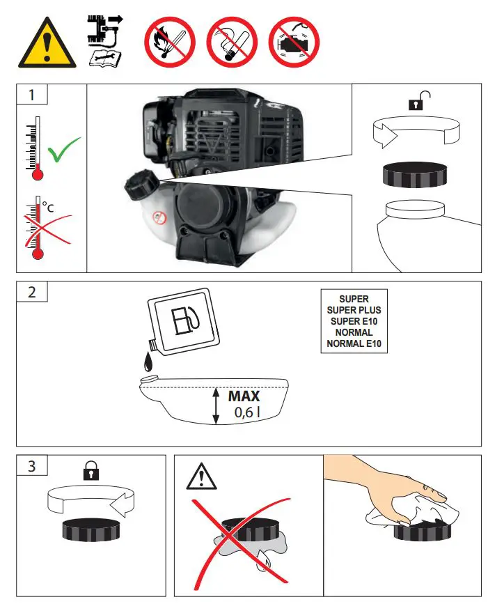 Gude GPR 821 PRO Petrol Post Driver Instruction Manual - Fuel tank filling
