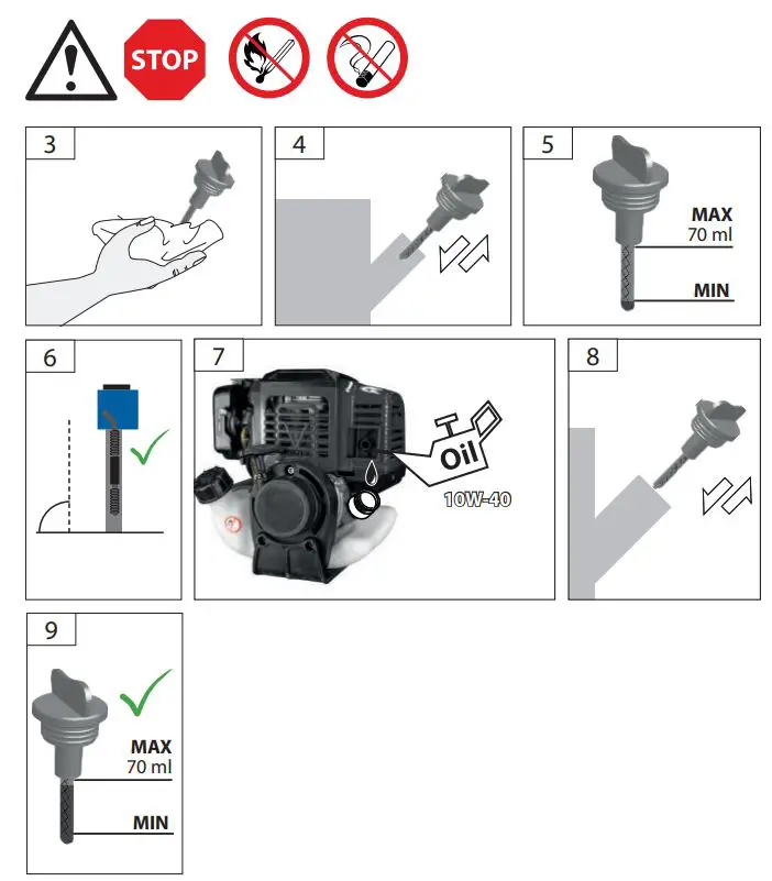 Gude GPR 821 PRO Petrol Post Driver Instruction Manual - Oil level inspection