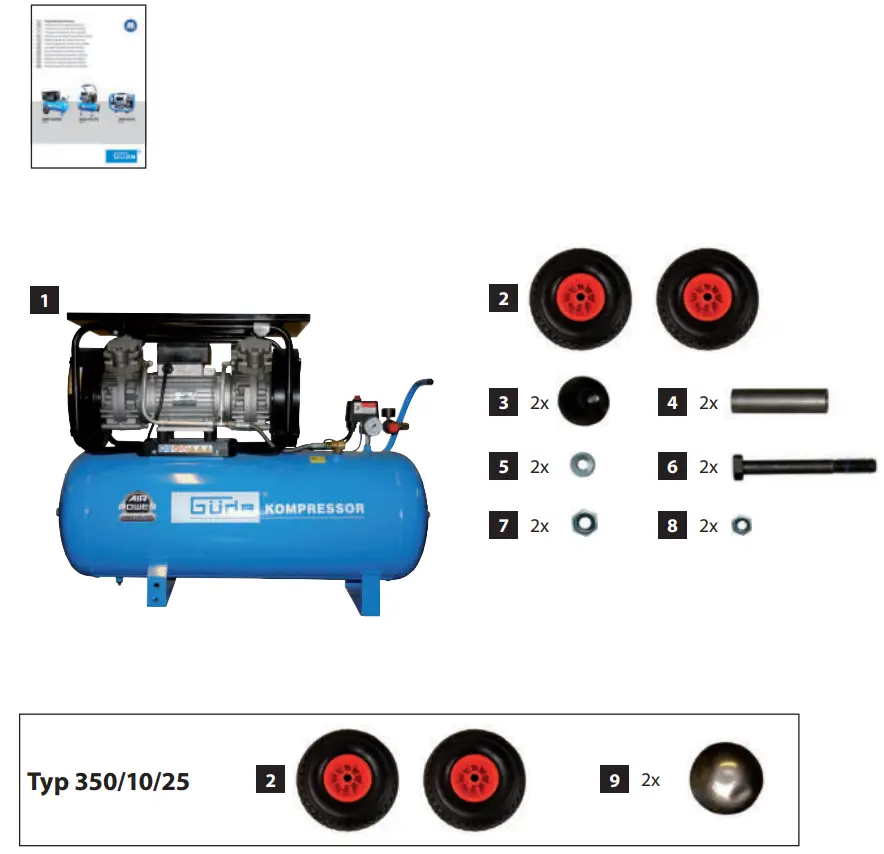Gude 50096 Oil-Free Two-Cylinder Compressor - fig 1