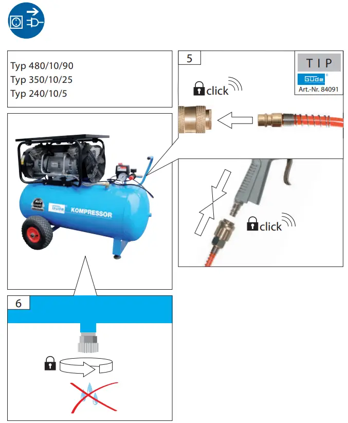 Gude 50096 Oil-Free Two-Cylinder Compressor - fig 4