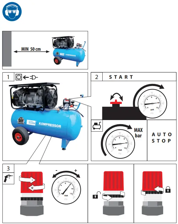 Gude 50096 Oil-Free Two-Cylinder Compressor - fig 6