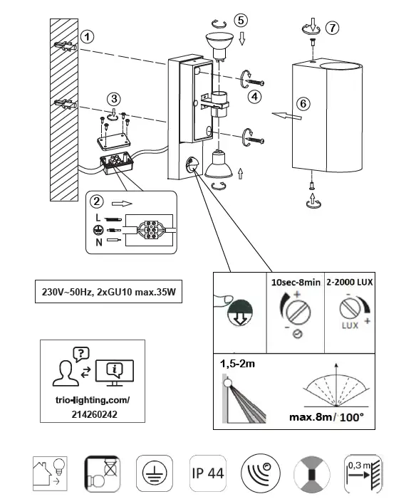 TRIO LIGHTING 214260242 Wall Lamp fig 1