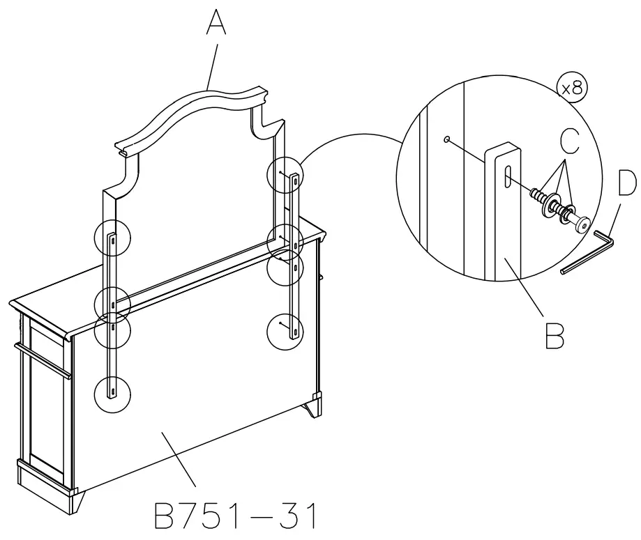ASHLEY B751 36 Drawer Dresser with Mirror - 1