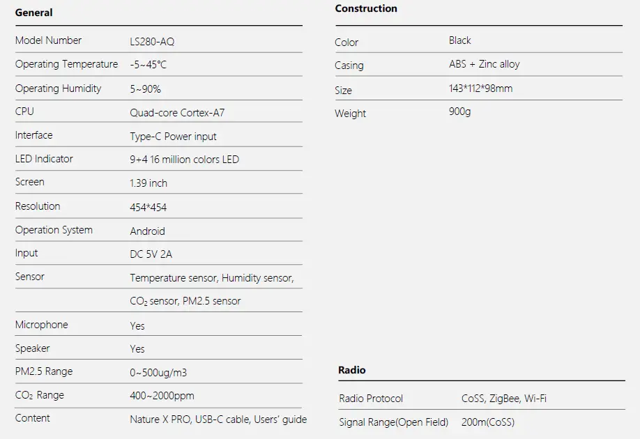 LifeSmart LS280-LS280-AQ Nature X Nature X PRO 2