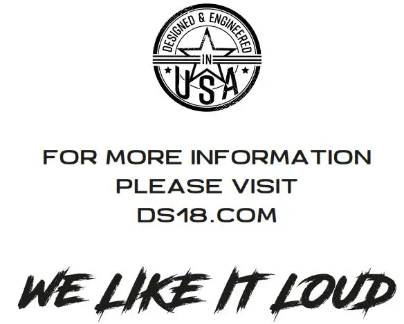 DS18 EXL-P800X4 Competition 4 Channel Stereo Full-Range Amplifier Owner's Manual - USA