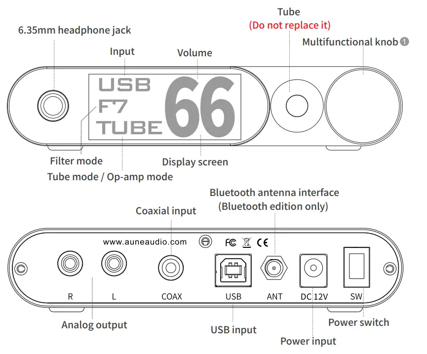 aune Flamingo Tube DAC Headphone Amp - fig 1