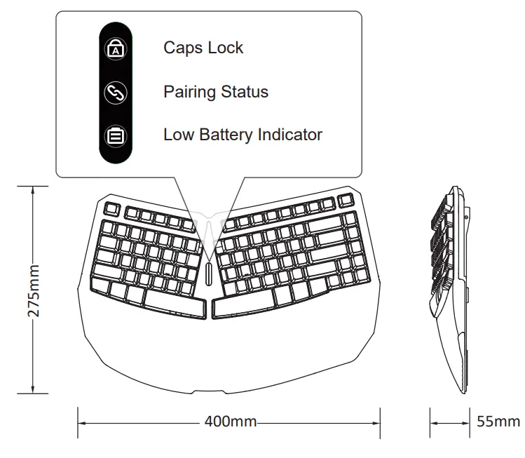 perixx-PERIBOARD-613-Wireless-2-4G-and-Bluetooth-Ergonomic-Keyboard-FIG-1