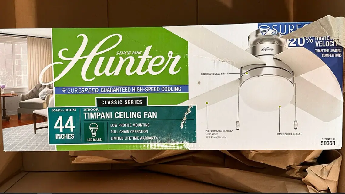 Hunter 50358 Timpani With Led Light 44 Inch Ceiling Fan Owner's Manual Hunter 50358 Timpani With Led Light 44 Inch Ceiling Fan Owner's Manual