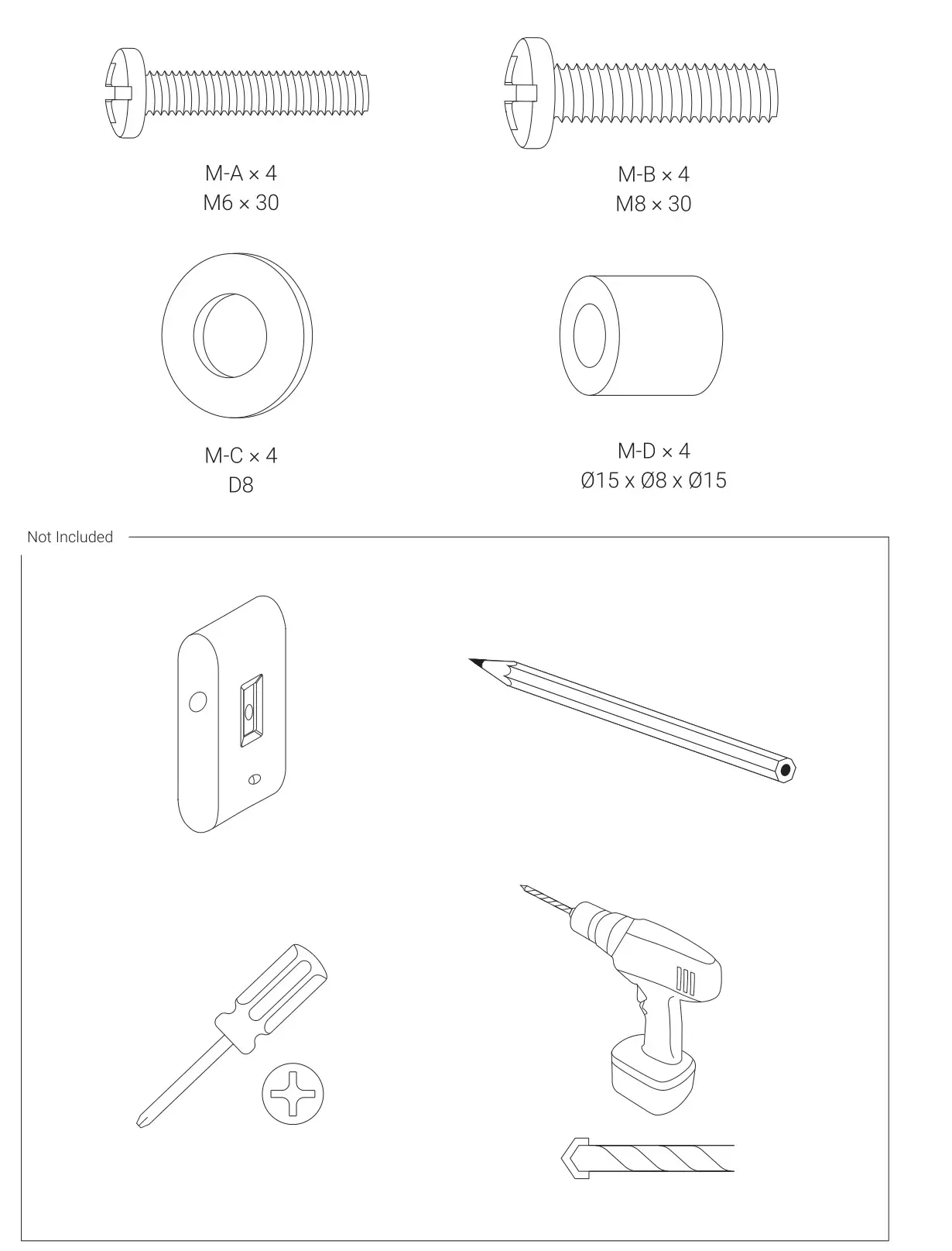 SILVER MONKEY UT-200 TV Bracket - Parts list 2