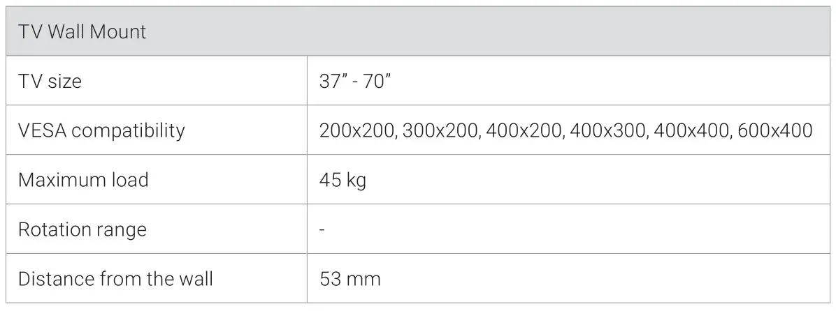 SILVER MONKEY UT-200 TV Bracket - Specification