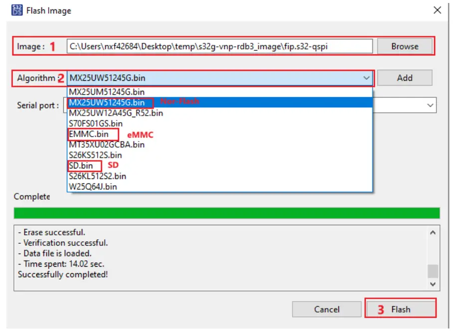 NXP S32G VNP RDB3 Flashing Binaries Board- Flash Image