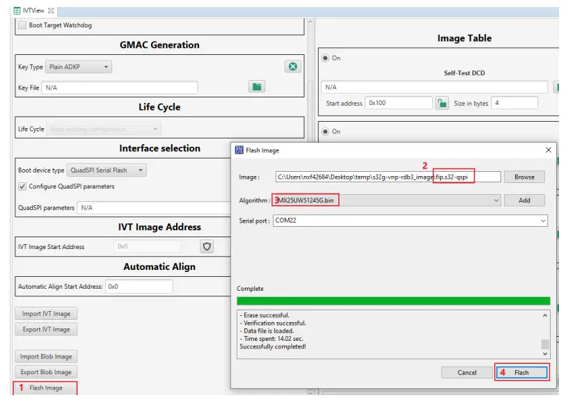 NXP S32G VNP RDB3 Flashing Binaries Board- Flash Image2