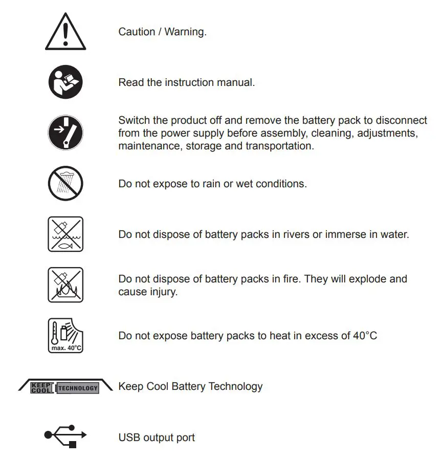 Erbauer ESP18-Li EXT Cordless Bluetooth Speaker Instructions - Symbol