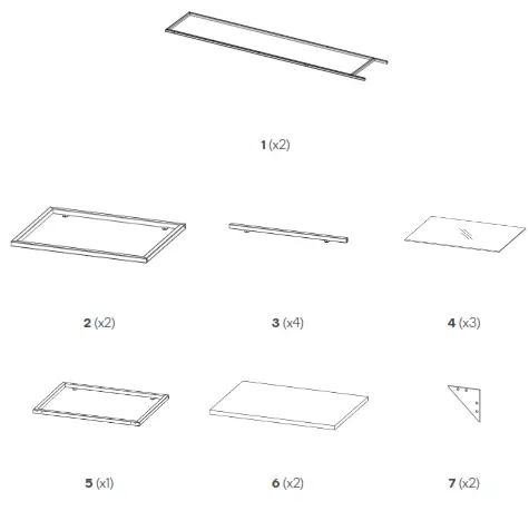 Kogan Ovela Liam Metal And Glass Shelving Unit - COMPONENTS