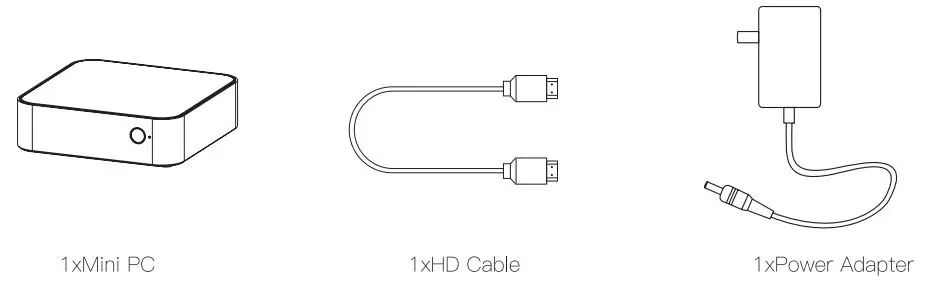 BliTZWOlF BW-MPC1 Intel Celeron J4125 8G+128G Mini PC User Manual - Package List
