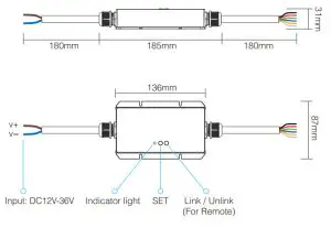 MiBOXER Waterproof 5-in 1 LED Controller LS2 WP - Parameters