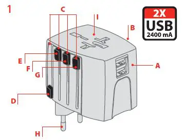 SKROSS PA48 Travel Adapter FIG-1