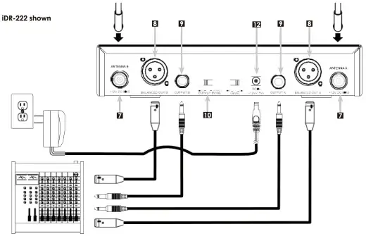 NAS Solutions iDR 222 Wireless Microphone System - IDR 111 iDR 222 CONNECTIONS