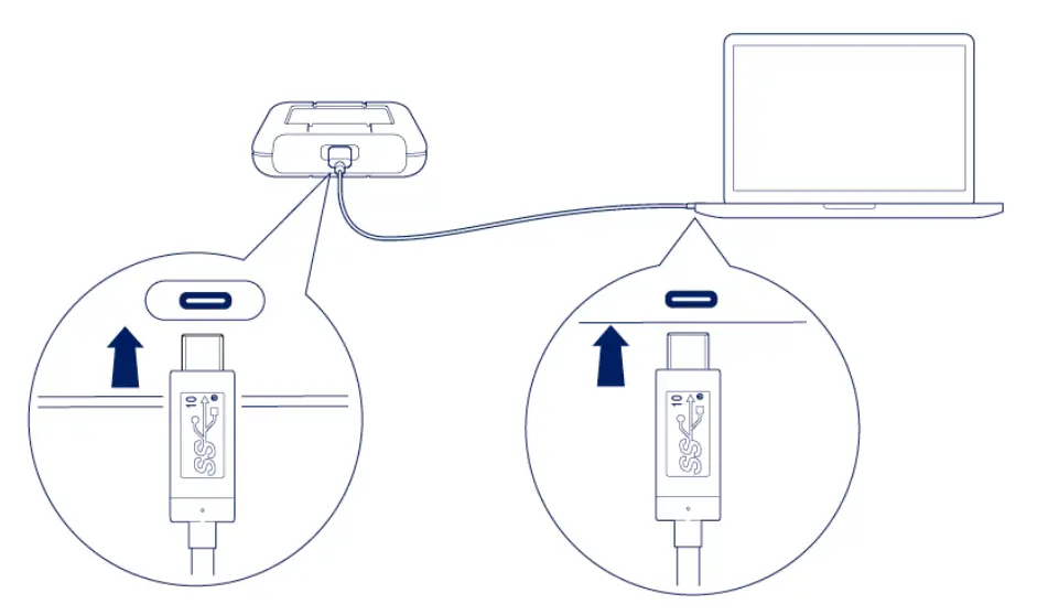 LACIE STFR2000403 Rugged Secure 2TB Portable Hard Drive - USB cable
