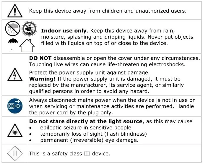 EHQ POWER VDLLPLx1 - Safety Instructions