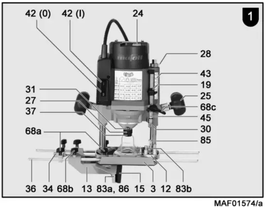 mafell LO65 Ec Electric Hand Router - Fig 1