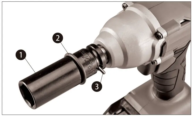 KIMO 3605W Cordless Impact Wrench Instruction Manual - For impact socket with o-ring and pin