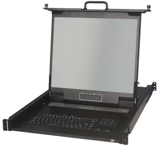 i-TECH COMPANY AMil-1900-D8e-AC 1RU 19 Inch LCD Console Drawer with Integrated DVI KVM Switch