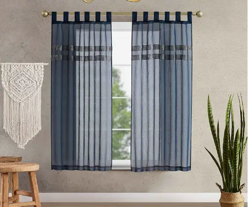 Jessica Simpson Jsc016388 Faux Linen Sheer Tab Top Tiebacks Curtain Instructions