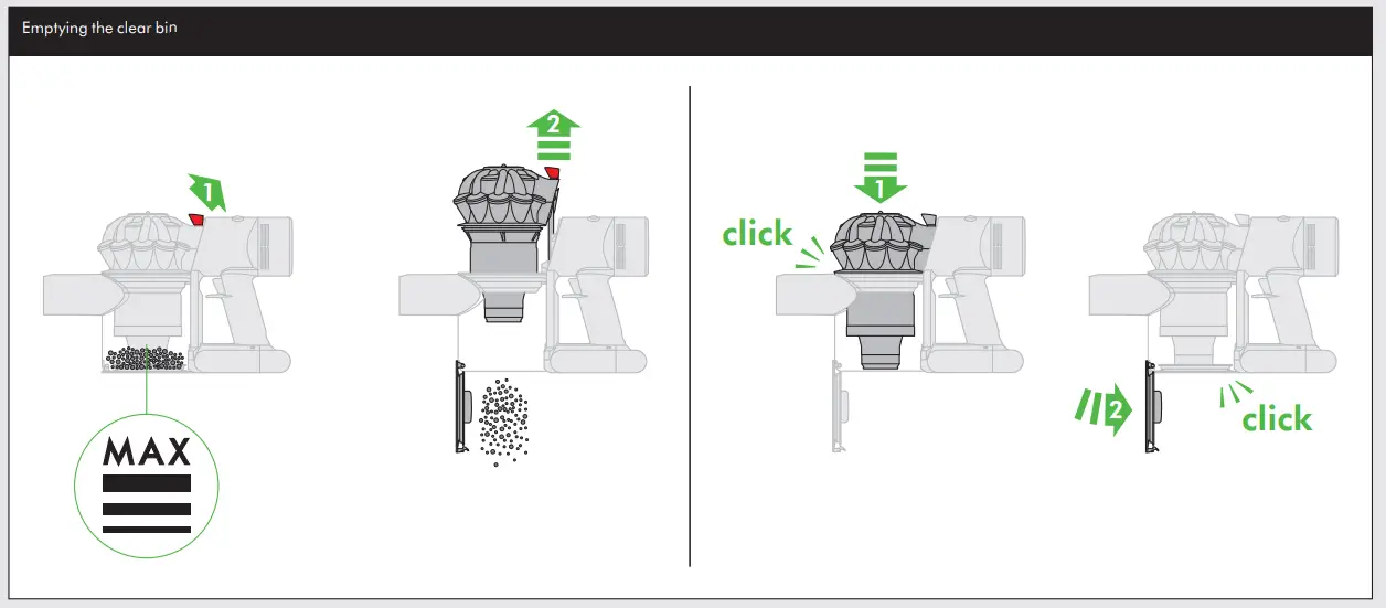 dyson v7 trigger Emptying the clear bi
