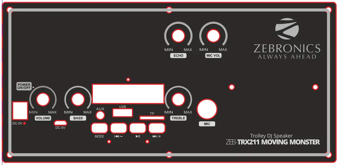 ZEBRONICS ZEB TRX211 Moving Monster Trolley DJ Speaker - fig