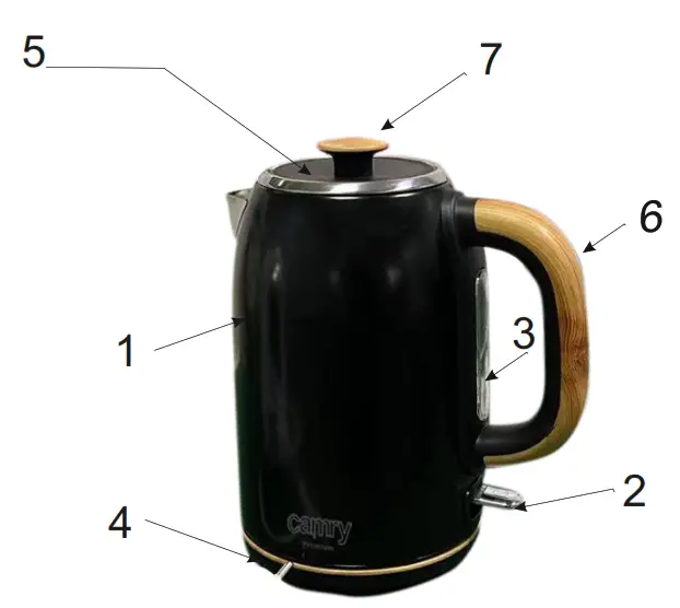 camry CR1342 Stainless Steel Electric Kettle - FIG